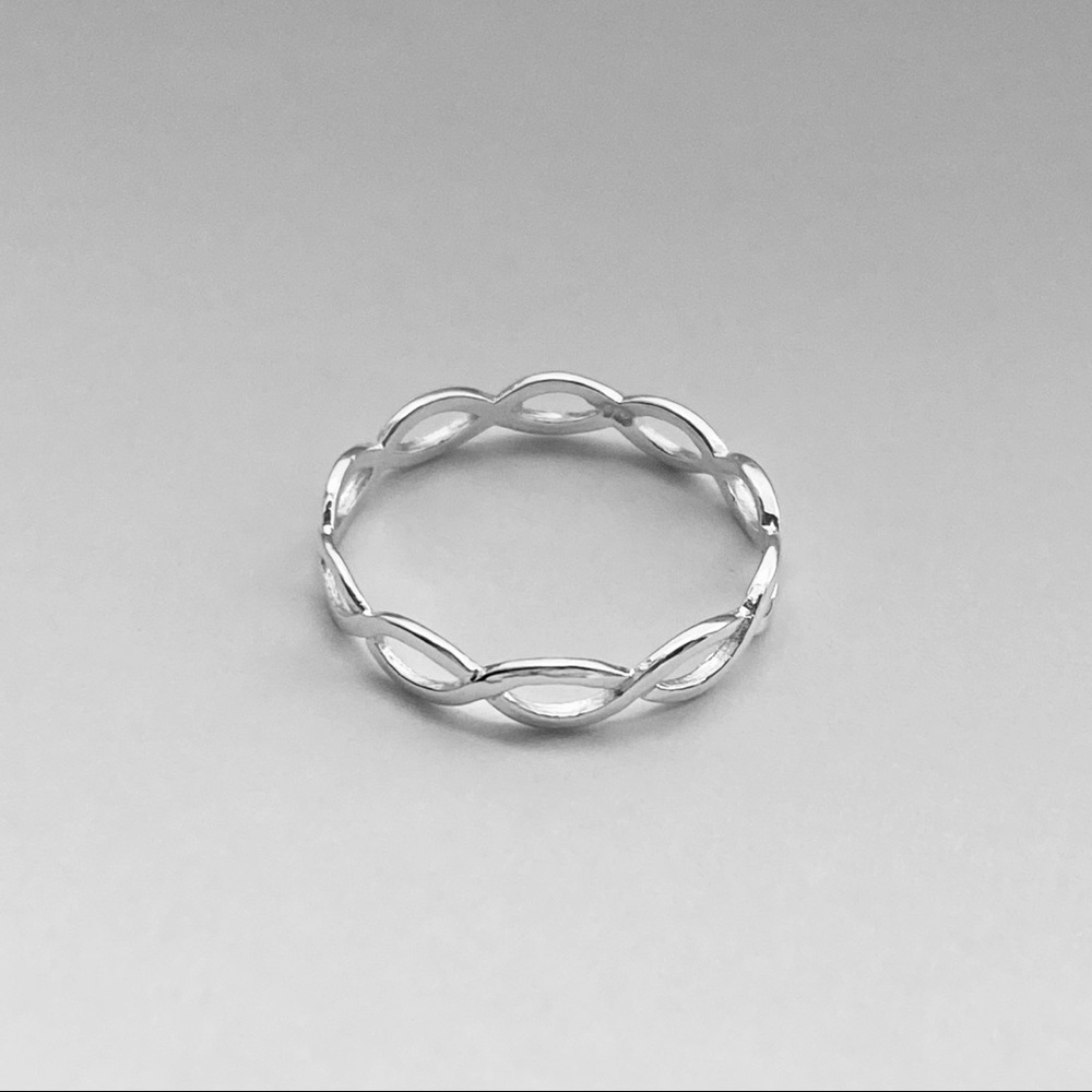 Sterling Silver One Thin Braid Ring, Silver Ring - image 3